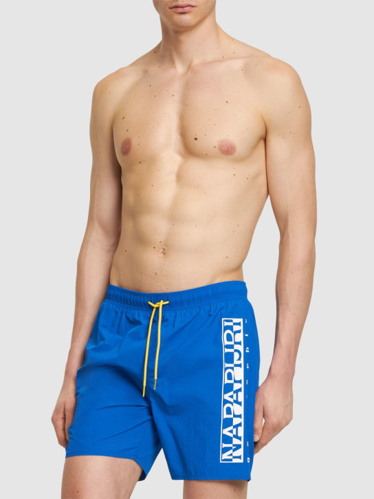 Napapijri: V-Box 1科技织物沙滩裤 - 蓝琉璃色 - men_1 | Luisa Via Roma