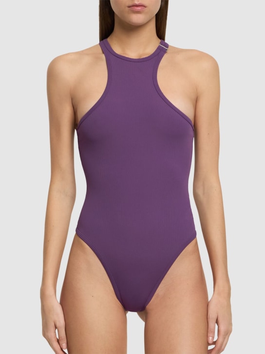 The Attico: Ribbed lycra one piece swimsuit - Purple - women_1 | Luisa Via Roma