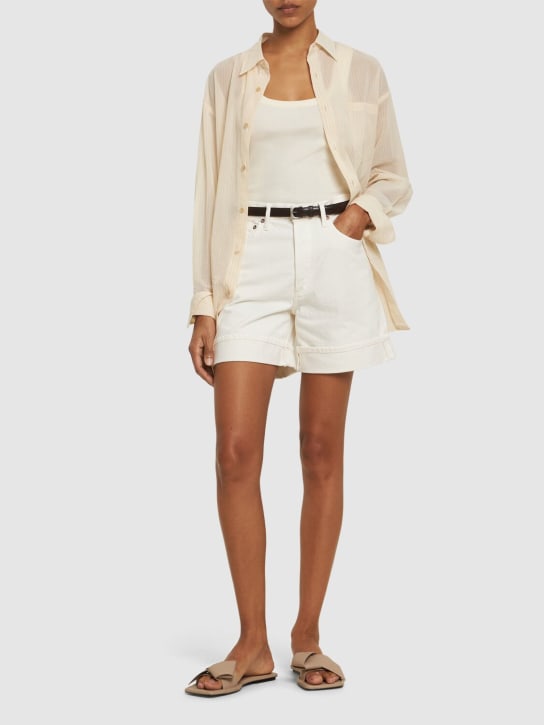 Agolde: Dame organic cotton wide shorts - Beyaz - women_1 | Luisa Via Roma