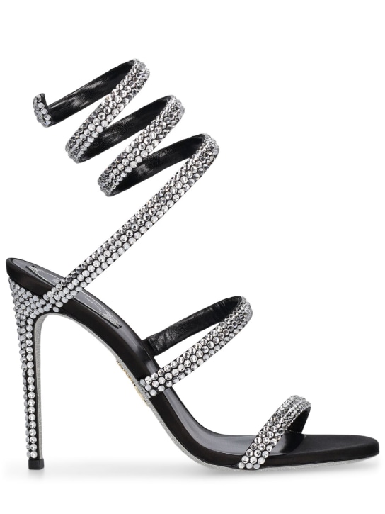 René Caovilla: 105mm Satin & crystal sandals - Siyah - women_0 | Luisa Via Roma