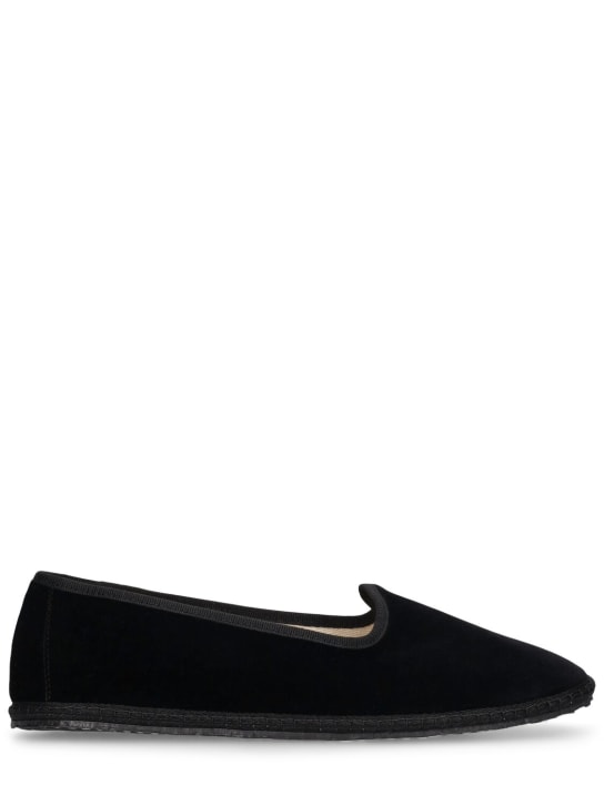 Vibi Venezia: 10mm Nero velvet slippers - Siyah - women_0 | Luisa Via Roma