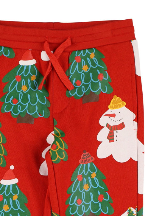 Stella Mccartney Kids: Pantalones deportivos de algodón con estampado - Rojo/Multi - kids-girls_1 | Luisa Via Roma