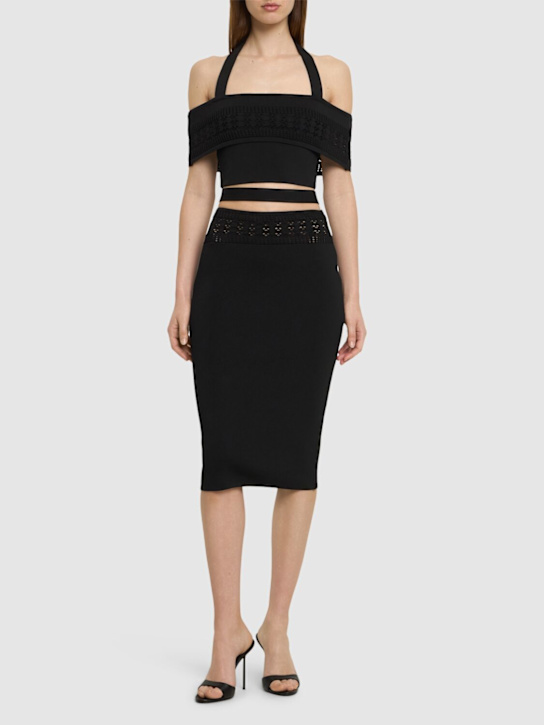 Stretch viscose knit midi skirt - Thumbnail 2