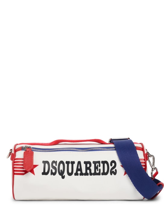 Dsquared2: Reisetasche aus Technostoff mit Logo - Weiß/Rot - men_0 | Luisa Via Roma