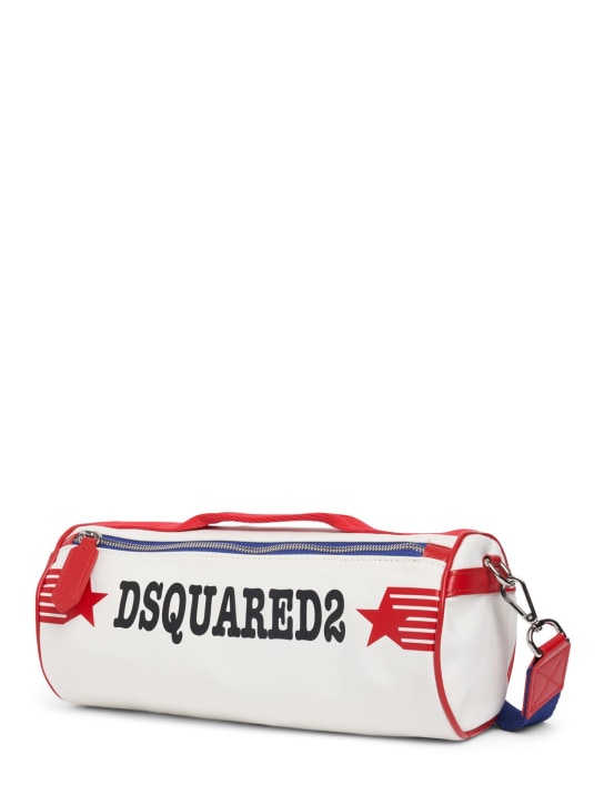 Dsquared2: Reisetasche aus Technostoff mit Logo - Weiß/Rot - men_1 | Luisa Via Roma