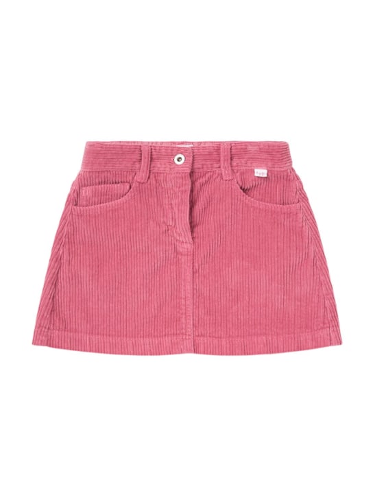 Il Gufo: Cotton blend velvet mini skirt - Pembe - kids-girls_0 | Luisa Via Roma