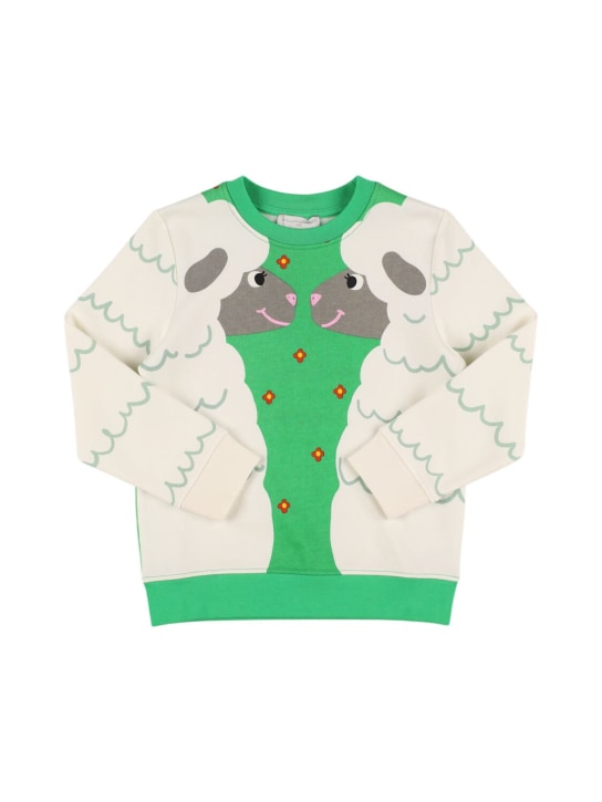 Stella Mccartney Kids: Printed cotton sweatshirt - Green/Multi - kids-girls_0 | Luisa Via Roma