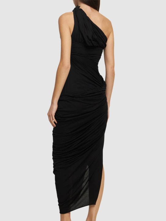 Rick Owens: Lido draped cotton asymmetric midi dress - women_2 | Luisa Via Roma