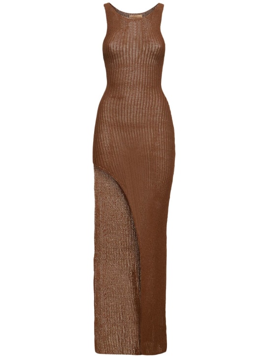 Aya Muse: Ika cotton blend long dress - 브라운 - women_0 | Luisa Via Roma