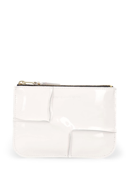 Comme des Garçons Wallet: Lackleder-Brieftasche „Reversed Hem“ - Weiß - women_0 | Luisa Via Roma