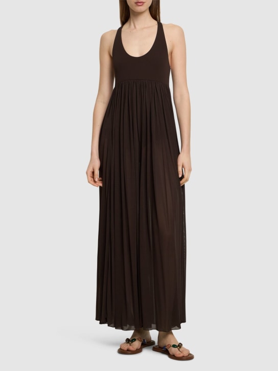 Michael Kors Collection: Stretch jersey flared long dress - Brown - women_1 | Luisa Via Roma