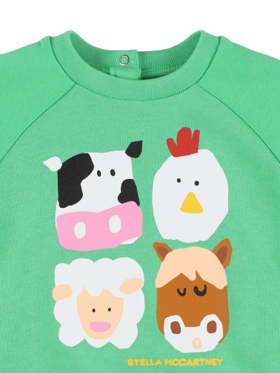Stella Mccartney Kids: Sweatshirt und Trainingshose aus Baumwolle - Grün - kids-girls_1 | Luisa Via Roma