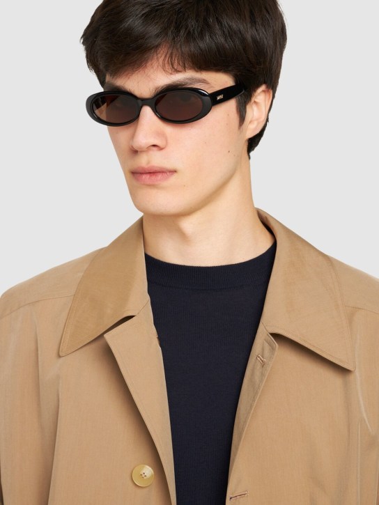 DMY Studios: Valentina oval acetate sunglasses - Black/Brown - men_2 | Luisa Via Roma