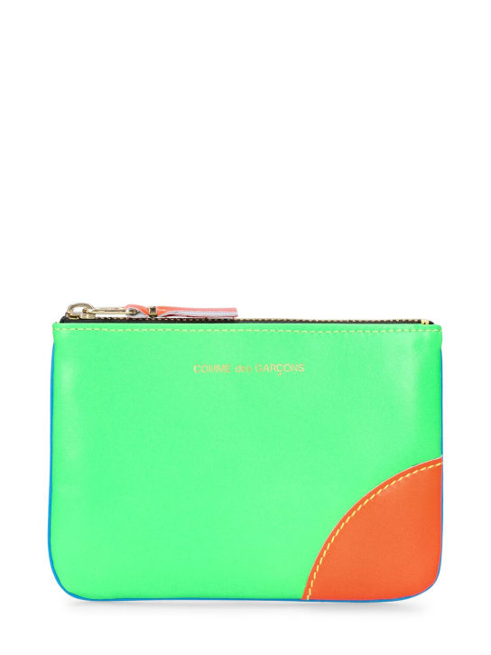 Comme des Garçons Wallet: Super Neon leather wallet - Blue/Green - women_0 | Luisa Via Roma