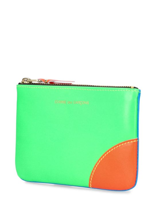 Comme des Garçons Wallet: Super Neon leather wallet - Blue/Green - men_1 | Luisa Via Roma