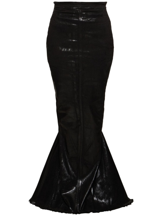 Rick Owens: Dirt Pillar coated cotton maxi skirt - women_0 | Luisa Via Roma