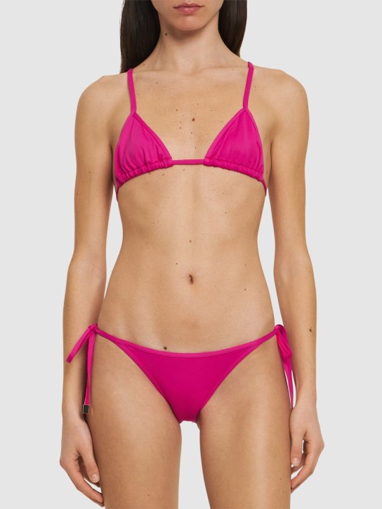 The Attico: Lycra triangle bikini set - Fucsia - women_1 | Luisa Via Roma
