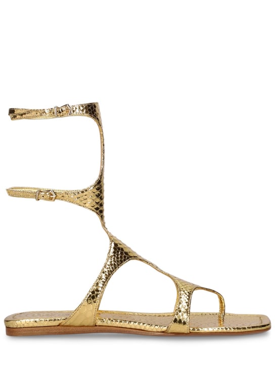 Paris Texas: 5mm Uma python print metallic sandals - Gold - women_0 | Luisa Via Roma