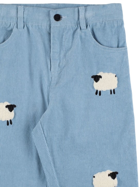 Stella Mccartney Kids: Cotton corduroy pants w/ patches - Light Blue - kids-girls_1 | Luisa Via Roma
