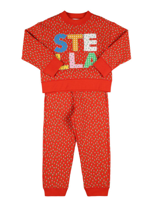 Stella Mccartney Kids: Ensemble de sport en coton à logo - Rouge - kids-girls_0 | Luisa Via Roma