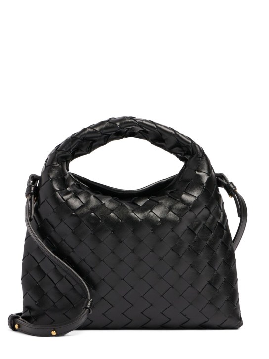 Bottega Veneta: Mini Hop leather cross-body bag - Black - women_0 | Luisa Via Roma