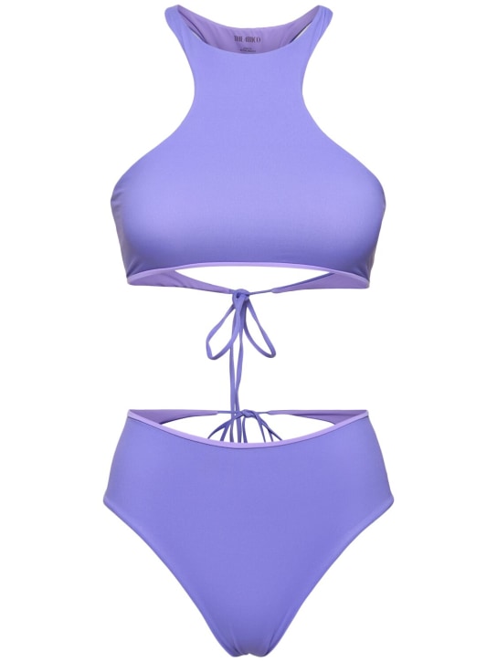 The Attico: Jersey halter neck cutout bikini set - Mor - women_0 | Luisa Via Roma