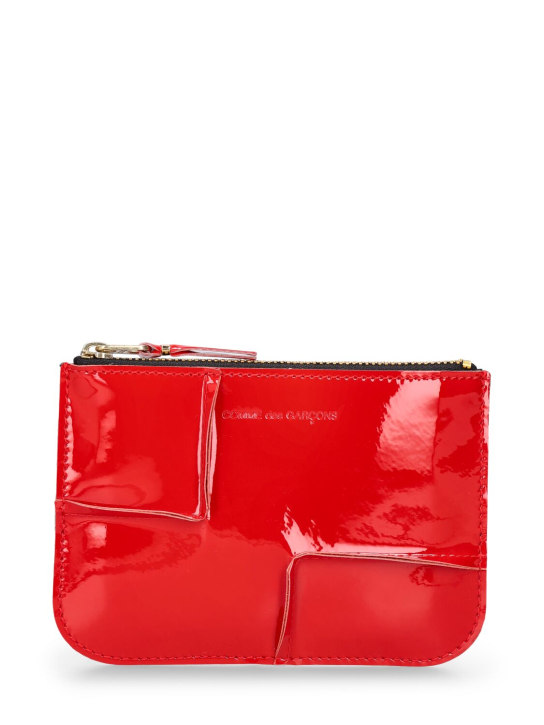 Comme des Garçons Wallet: Reversed Hem patent zip wallet - Red - men_0 | Luisa Via Roma
