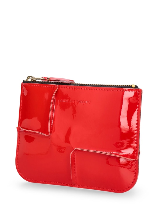 Comme des Garçons Wallet: Reversed Hem patent zip wallet - Red - women_1 | Luisa Via Roma
