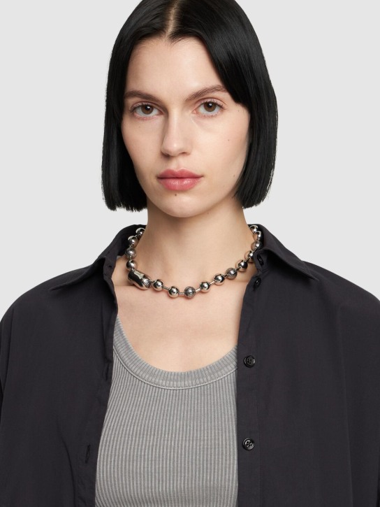 Marc Jacobs: Halskette mit Monogramm und Kugelkette - Silber - women_1 | Luisa Via Roma