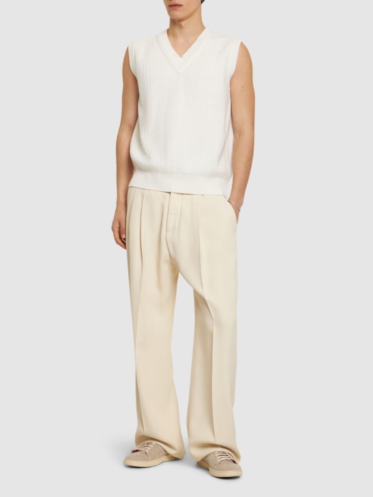 Zegna: Ribbed cashmere & cotton knit vest - White - men_1 | Luisa Via Roma