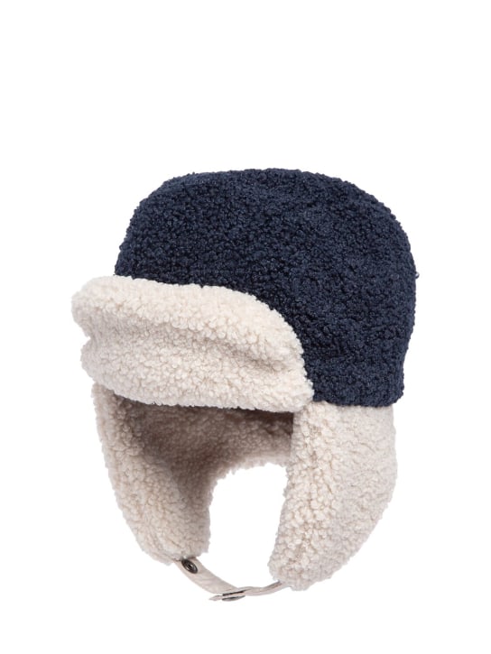 Il Gufo: Chapeau en teddy et polyester - Bleu/Beige - kids-girls_1 | Luisa Via Roma