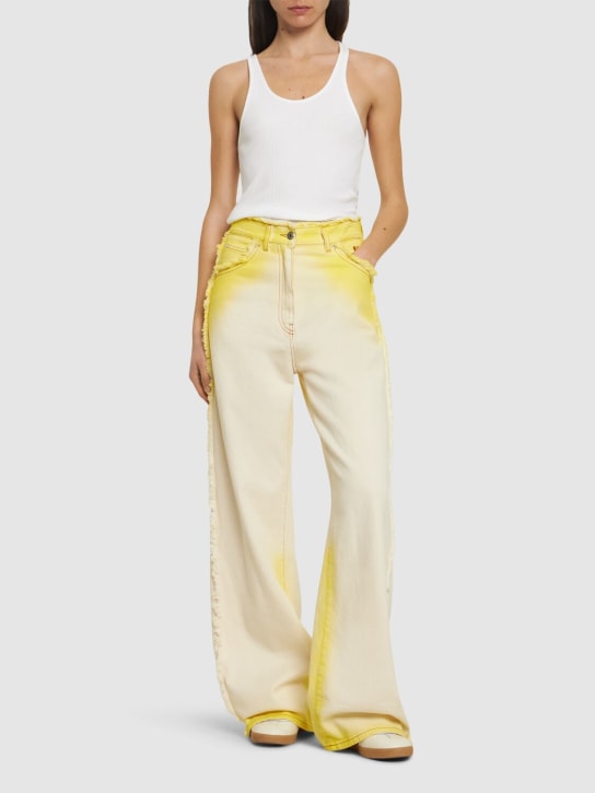 MSGM: Ausgeblichene Denim-Jeans mit geradem Schnitt - Gelb - women_1 | Luisa Via Roma