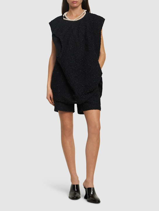 JUNYA WATANABE: Cotton blend tweed top w/faux pearls - women_1 | Luisa Via Roma