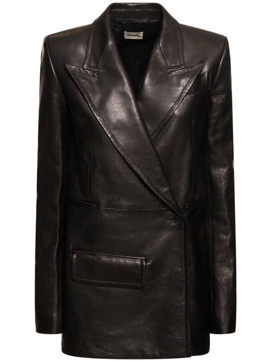 Khaite: Jacobson皮革西服夹克 - 黑色 - women_0 | Luisa Via Roma