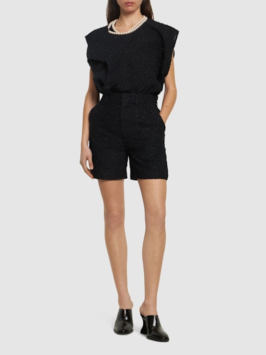 JUNYA WATANABE: Shorts in tweed di misto cotone - Nero - women_1 | Luisa Via Roma