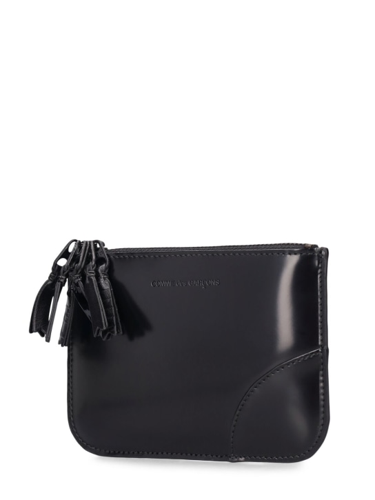 Comme des Garçons Wallet: Zipper Medley leather wallet - Black - men_1 | Luisa Via Roma