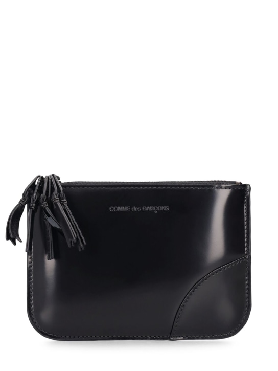 Comme des Garçons Wallet: Zipper Medley leather wallet - Black - men_0 | Luisa Via Roma