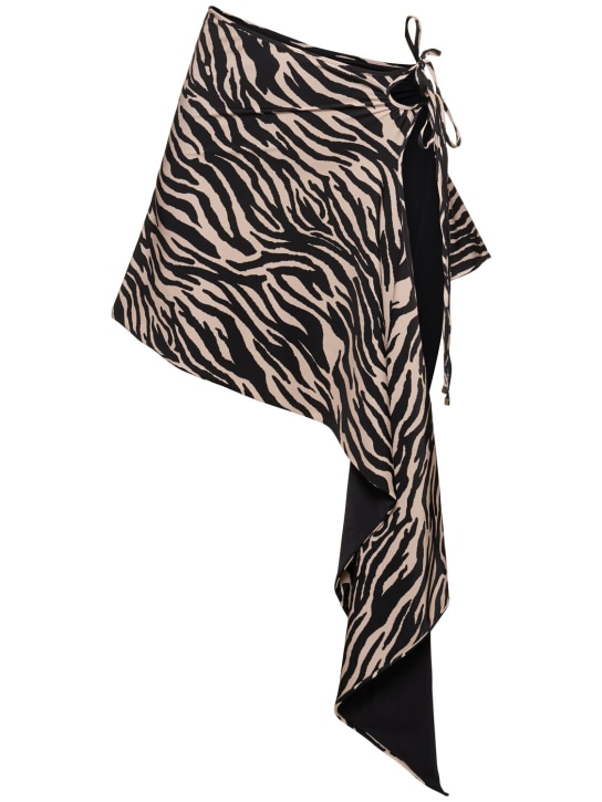 The Attico: Printed lycra asymmetric skirt - Beige/Black - women_0 | Luisa Via Roma