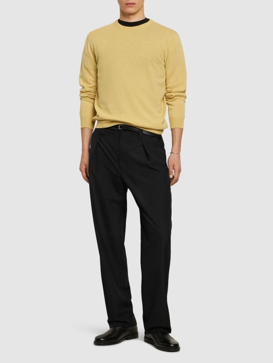 Annagreta: Lorenzo cashmere crewneck sweater - Yellow - men_1 | Luisa Via Roma