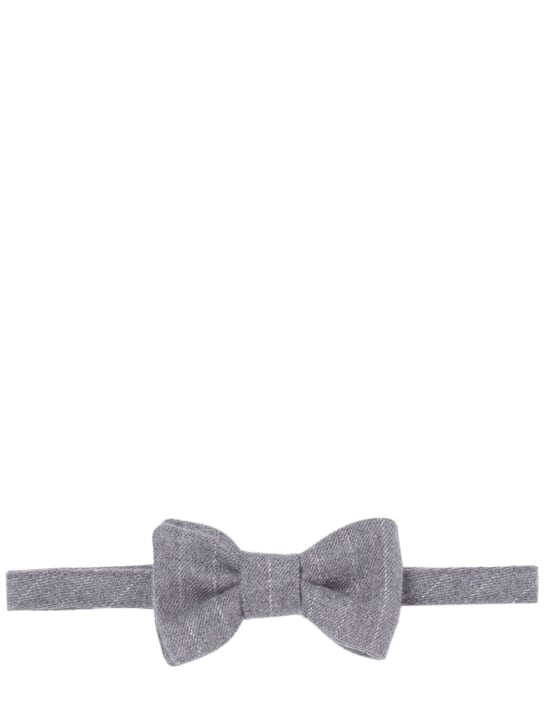 Il Gufo: Viscose blend pinstripe bow tie - Grey - kids-boys_0 | Luisa Via Roma