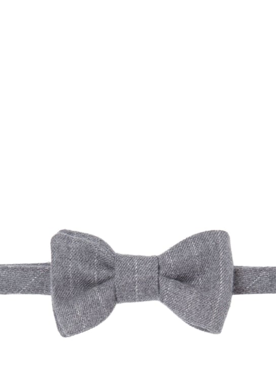 Il Gufo: Viscose blend pinstripe bow tie - Grey - kids-boys_1 | Luisa Via Roma