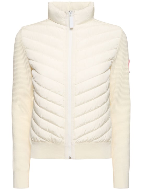 Canada Goose: Veste zippée en maille de laine Hybridge - Blanc - women_0 | Luisa Via Roma
