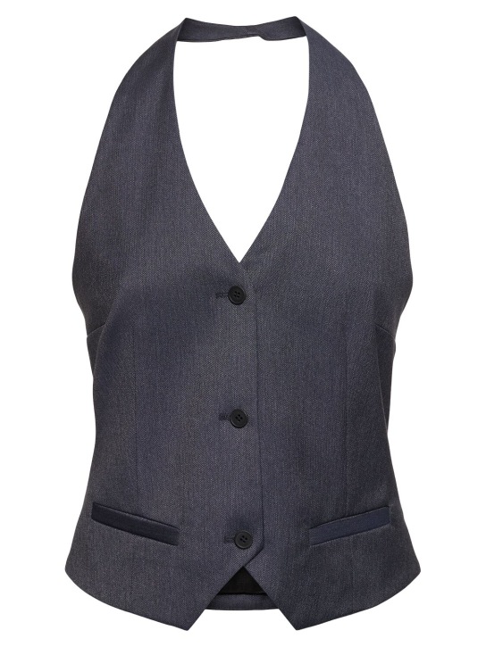 The Garment: Pluto tailored halter neck vest - Heather Blue - women_0 | Luisa Via Roma