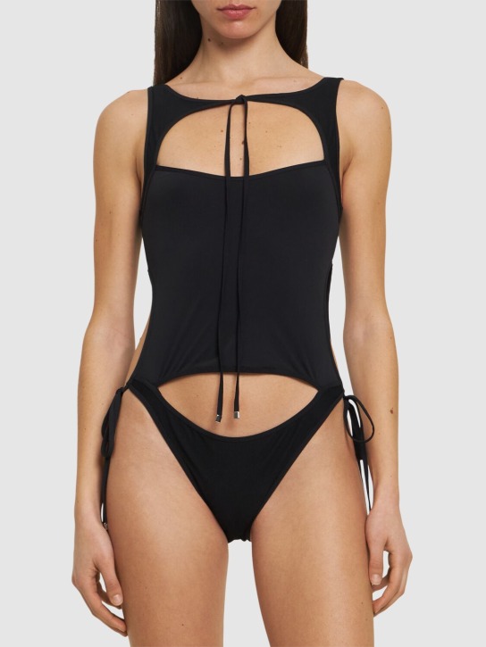 The Attico: Jersey cutout one piece swimsuit - Black - women_1 | Luisa Via Roma