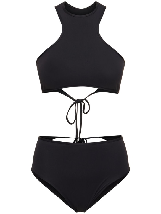 The Attico: Bikini halter de jersey con aberturas - Negro - women_0 | Luisa Via Roma