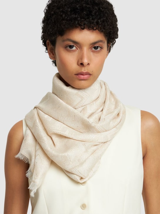 Missoni: Embellished viscose blend scarf - Beyaz - women_1 | Luisa Via Roma