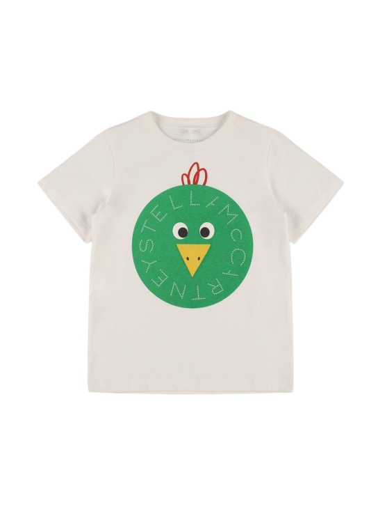 Stella McCartney Kids: T-shirt in jersey di cotone stampato - Bianco - kids-boys_0 | Luisa Via Roma