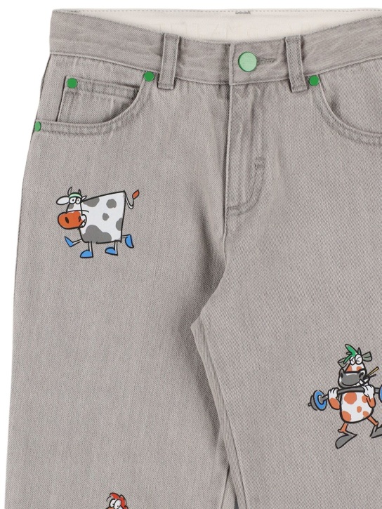 Stella Mccartney Kids: Pantalones de denim de algodón estampados - Gris - kids-boys_1 | Luisa Via Roma