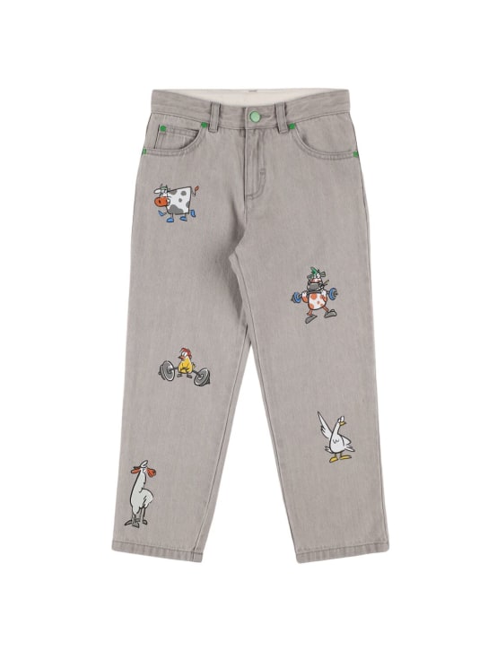 Stella Mccartney Kids: Pantalones de denim de algodón estampados - Gris - kids-boys_0 | Luisa Via Roma
