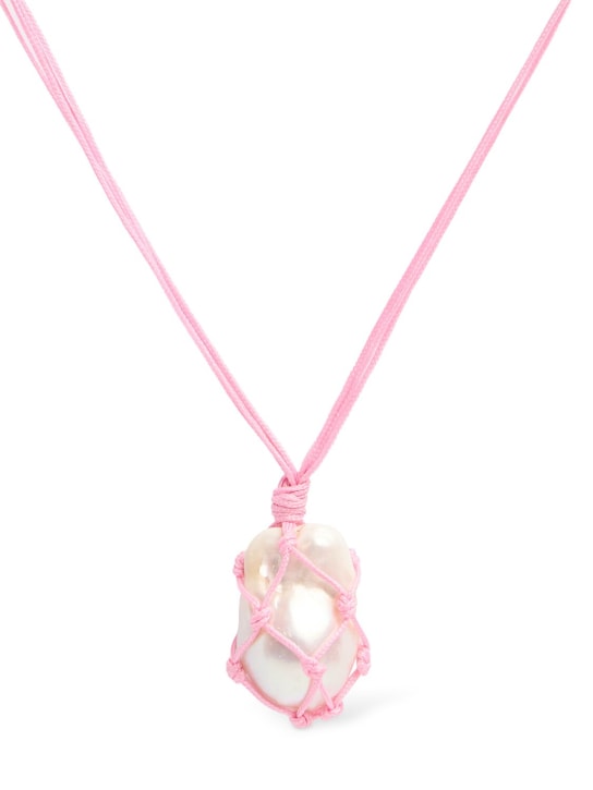 Timeless Pearly: Pearl & cotton necklace - Pink - women_0 | Luisa Via Roma